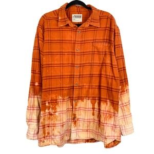 Mountain Khakis Handmade Bleach Dip Dyed Long Sleeve Button Down Shirt Orange XL